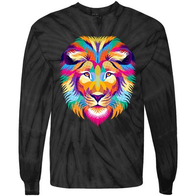 Colorful Abstract Lion Tie-Dye Long Sleeve Shirt