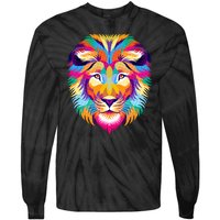 Colorful Abstract Lion Tie-Dye Long Sleeve Shirt