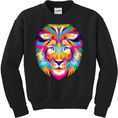 Colorful Abstract Lion Kids Sweatshirt