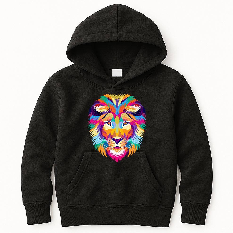 Colorful Abstract Lion Kids Hoodie