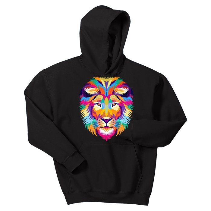 Colorful Abstract Lion Kids Hoodie