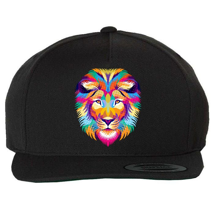 Colorful Abstract Lion Wool Snapback Cap