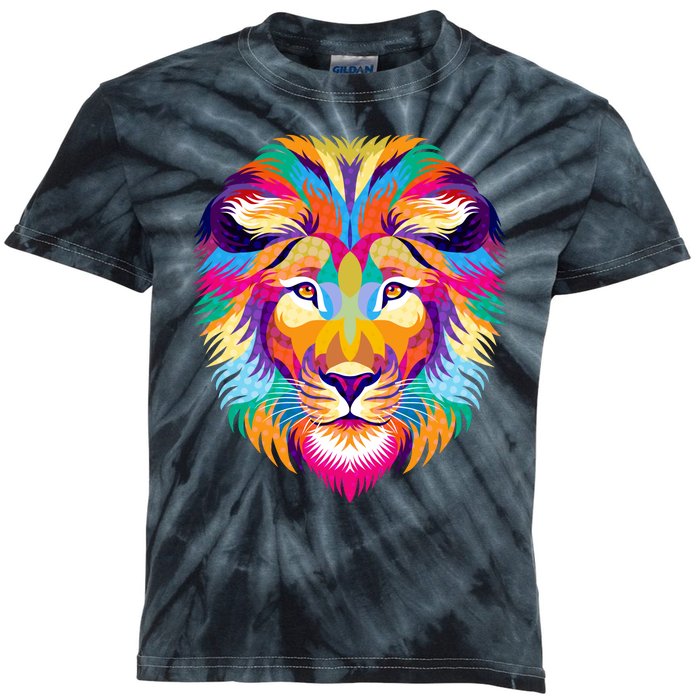 Colorful Abstract Lion Kids Tie-Dye T-Shirt