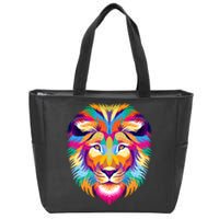 Colorful Abstract Lion Zip Tote Bag