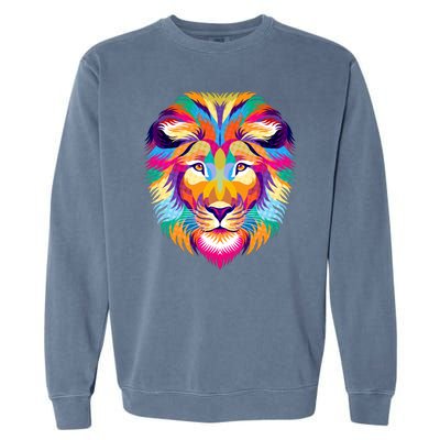 Colorful Abstract Lion Garment-Dyed Sweatshirt