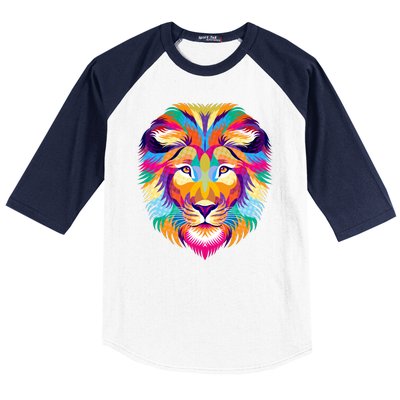 Colorful Abstract Lion Baseball Sleeve Shirt