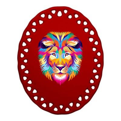 Colorful Abstract Lion Ceramic Oval Ornament