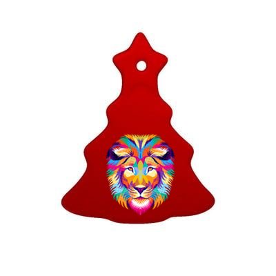 Colorful Abstract Lion Ceramic Tree Ornament