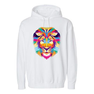 Colorful Abstract Lion Garment-Dyed Fleece Hoodie