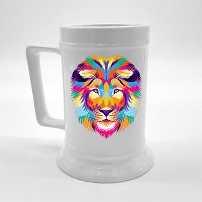 Colorful Abstract Lion Beer Stein