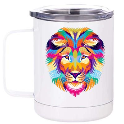 Colorful Abstract Lion 12 oz Stainless Steel Tumbler Cup