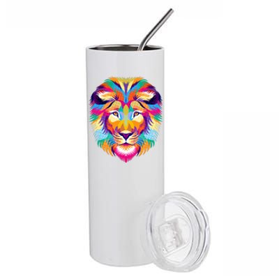 Colorful Abstract Lion Stainless Steel Tumbler