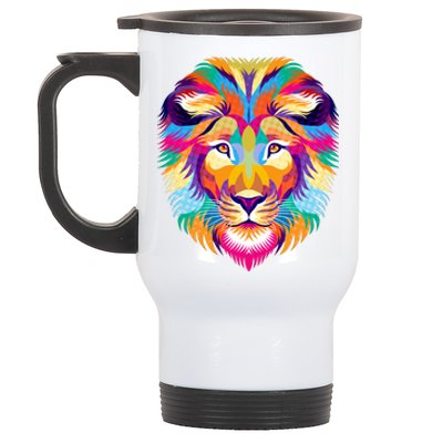 Colorful Abstract Lion Stainless Steel Travel Mug