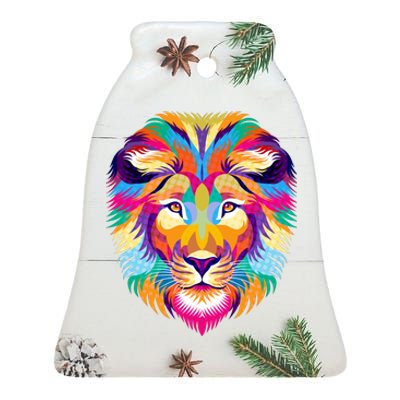 Colorful Abstract Lion Ceramic Bell Ornament