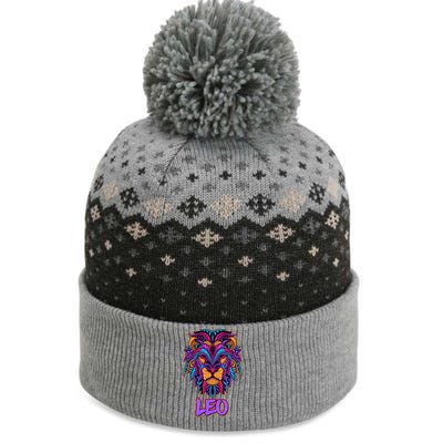 Colorful Abstract Lion Leo Zodiac The Baniff Cuffed Pom Beanie