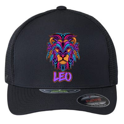 Colorful Abstract Lion Leo Zodiac Flexfit Unipanel Trucker Cap