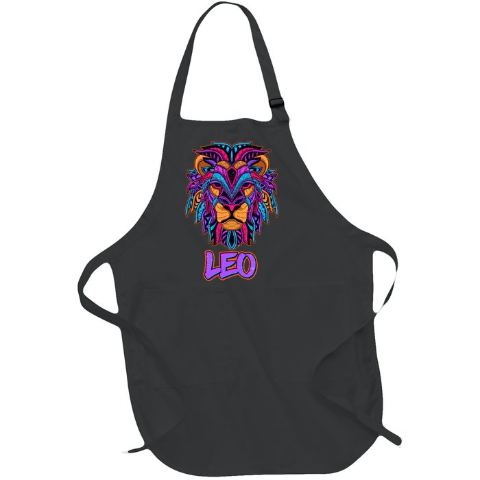 Colorful Abstract Lion Leo Zodiac Full-Length Apron With Pockets