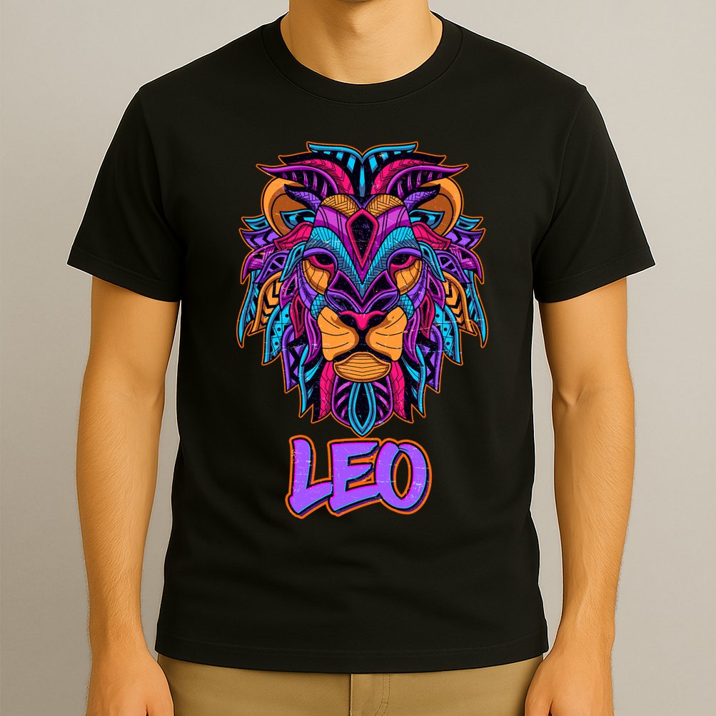Colorful Abstract Lion Leo Zodiac T-Shirt