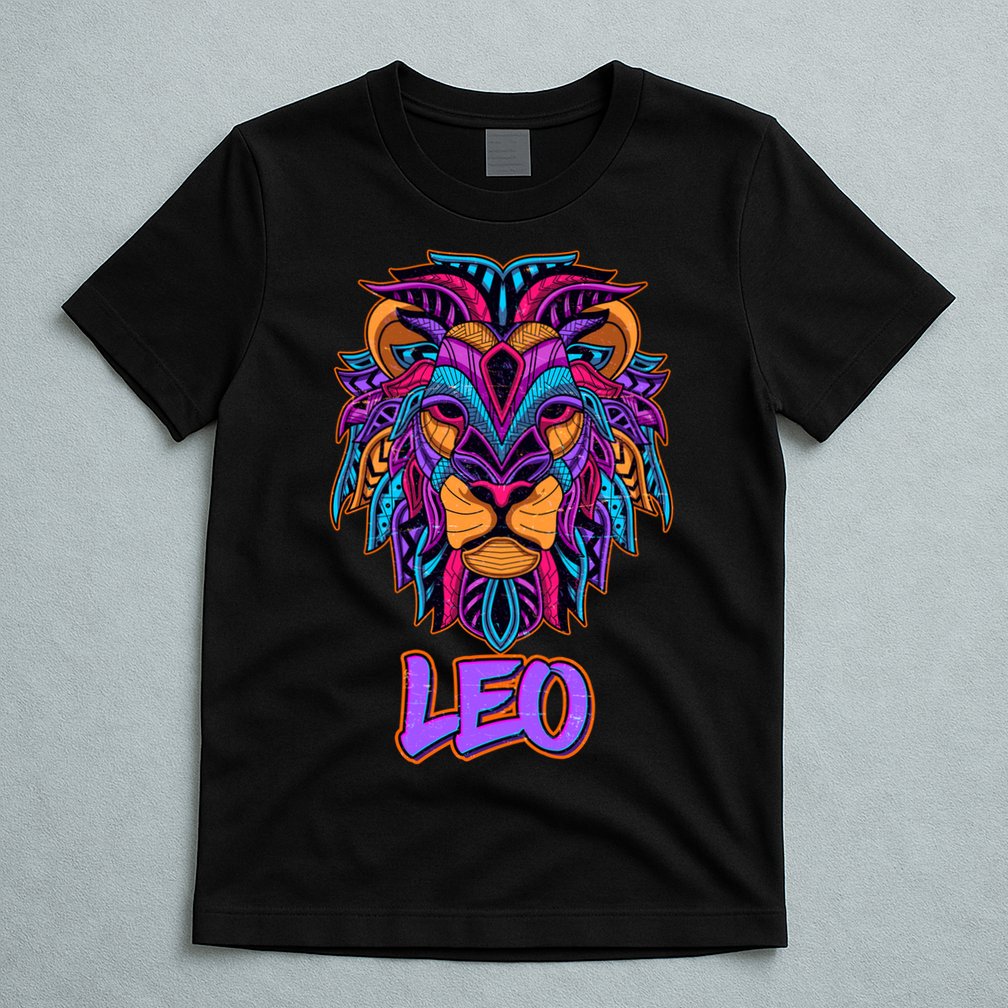 Colorful Abstract Lion Leo Zodiac T-Shirt