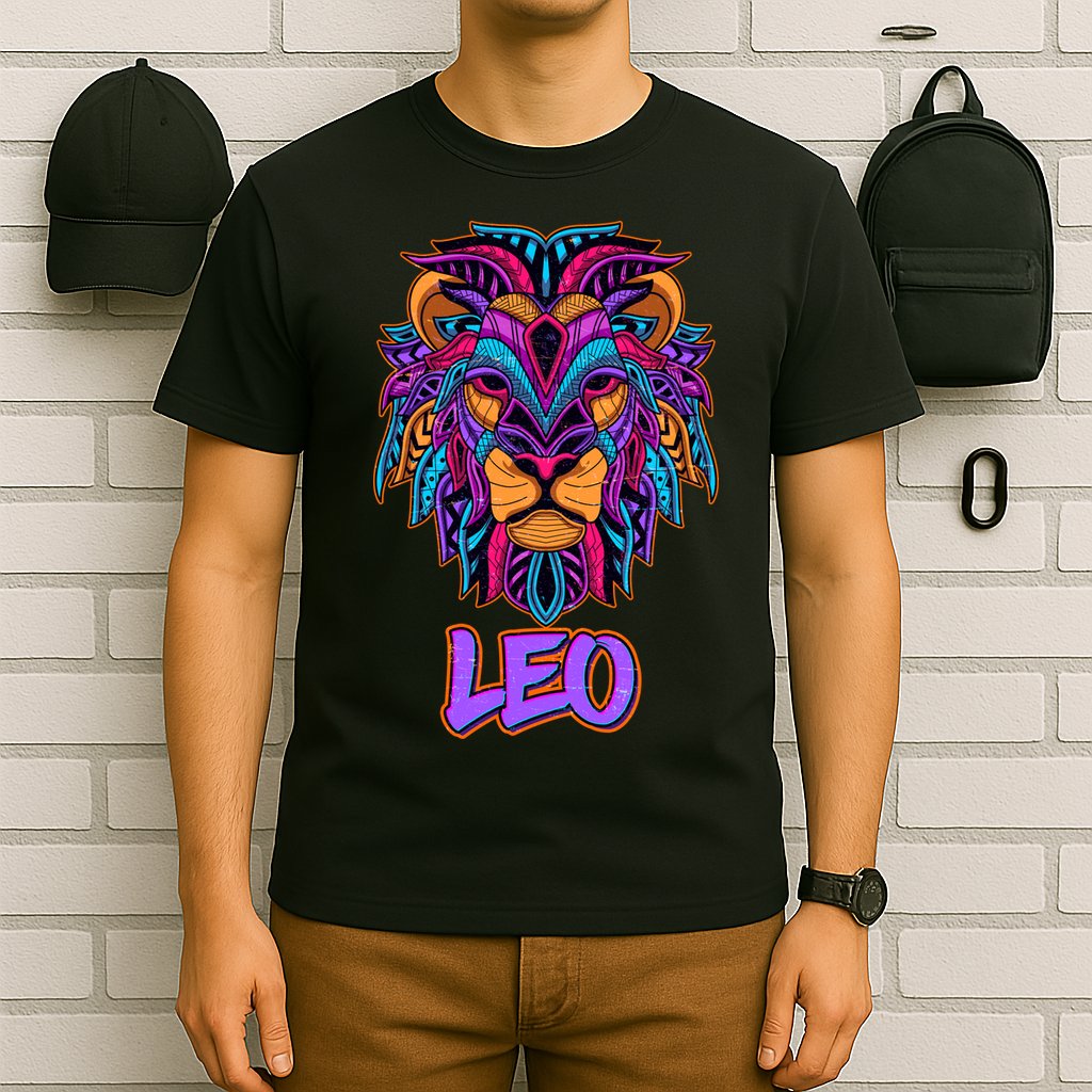 Colorful Abstract Lion Leo Zodiac T-Shirt