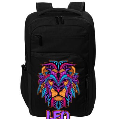 Colorful Abstract Lion Leo Zodiac Impact Tech Backpack