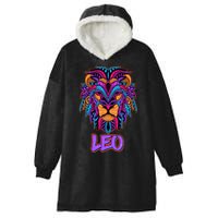 Colorful Abstract Lion Leo Zodiac Hooded Wearable Blanket