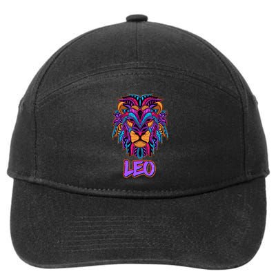 Colorful Abstract Lion Leo Zodiac 7-Panel Snapback Hat