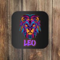 Colorful Abstract Lion Leo Zodiac Coaster