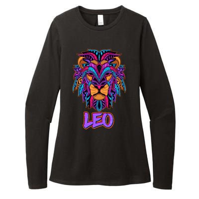 Colorful Abstract Lion Leo Zodiac Womens CVC Long Sleeve Shirt