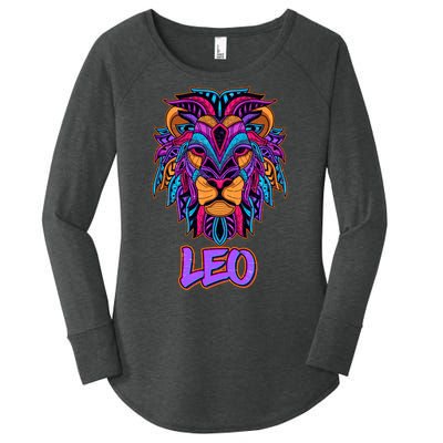 Colorful Abstract Lion Leo Zodiac Women's Perfect Tri Tunic Long Sleeve Shirt