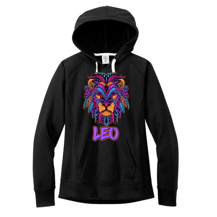 Colorful Abstract Lion Leo Zodiac Women's Fleece Hoodie