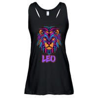 Colorful Abstract Lion Leo Zodiac Ladies Essential Flowy Tank