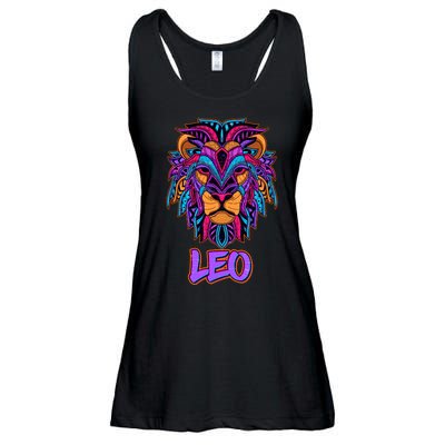 Colorful Abstract Lion Leo Zodiac Ladies Essential Flowy Tank