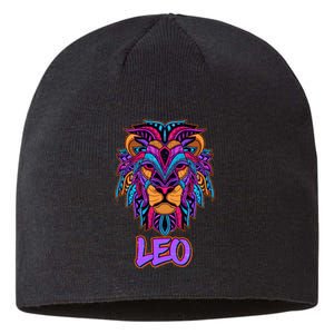 Colorful Abstract Lion Leo Zodiac Sustainable Beanie