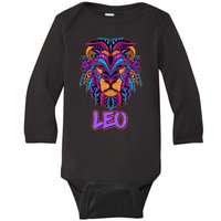 Colorful Abstract Lion Leo Zodiac Baby Long Sleeve Bodysuit