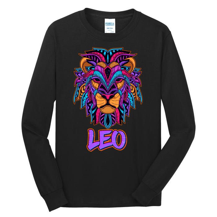 Colorful Abstract Lion Leo Zodiac Tall Long Sleeve T-Shirt