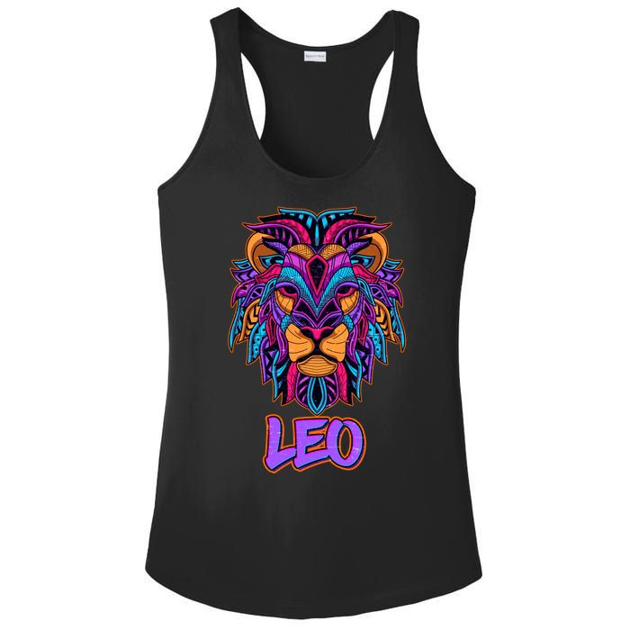 Colorful Abstract Lion Leo Zodiac Ladies PosiCharge Competitor Racerback Tank