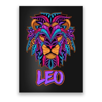 Colorful Abstract Lion Leo Zodiac Poster