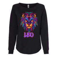 Colorful Abstract Lion Leo Zodiac Womens California Wash Sweatshirt