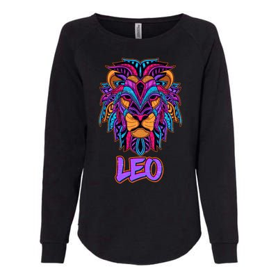 Colorful Abstract Lion Leo Zodiac Womens California Wash Sweatshirt