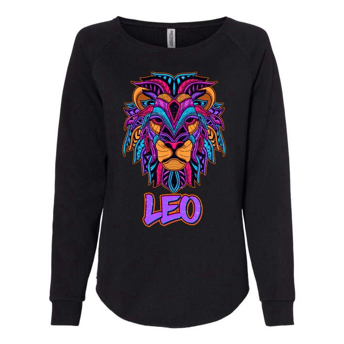 Colorful Abstract Lion Leo Zodiac Womens California Wash Sweatshirt