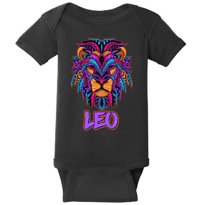 Colorful Abstract Lion Leo Zodiac Baby Bodysuit