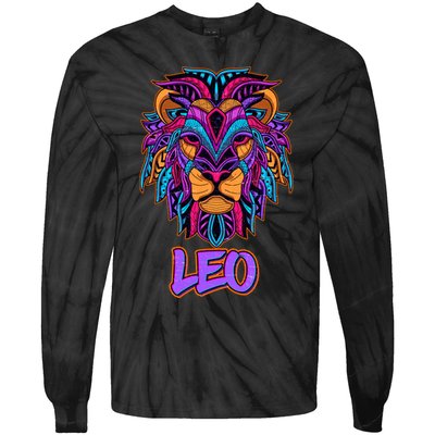 Colorful Abstract Lion Leo Zodiac Tie-Dye Long Sleeve Shirt
