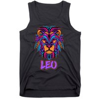 Colorful Abstract Lion Leo Zodiac Tank Top