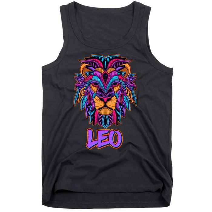 Colorful Abstract Lion Leo Zodiac Tank Top