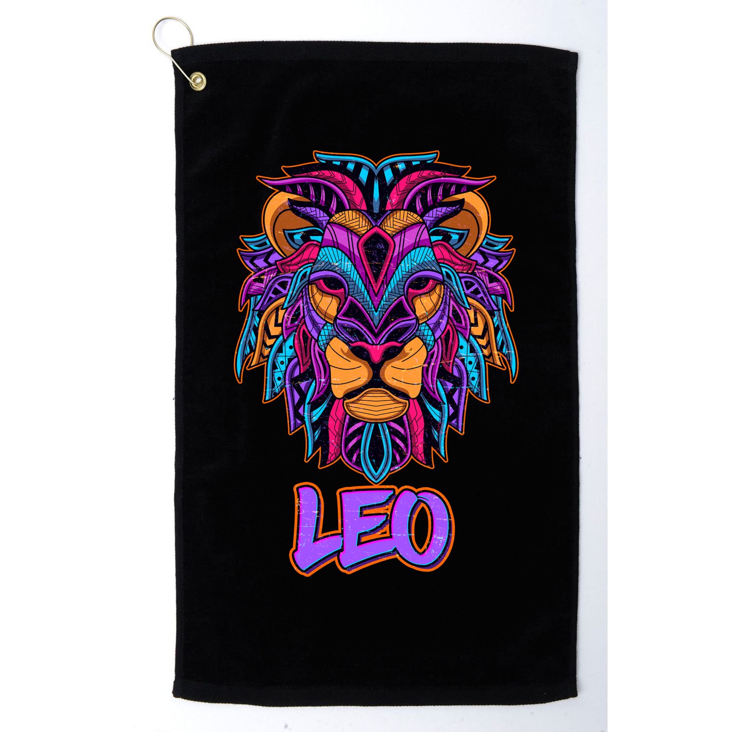 Colorful Abstract Lion Leo Zodiac Golf Towel