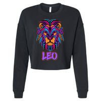 Colorful Abstract Lion Leo Zodiac Cropped Pullover Crew