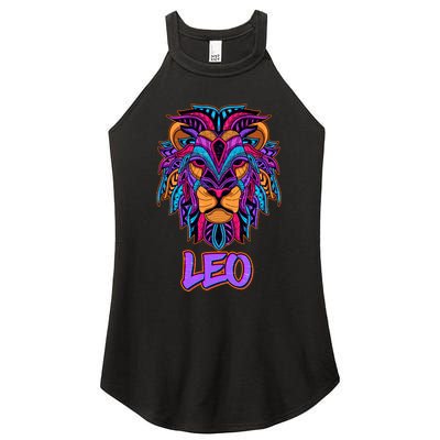 Colorful Abstract Lion Leo Zodiac Women's Perfect Tri Rocker Tank