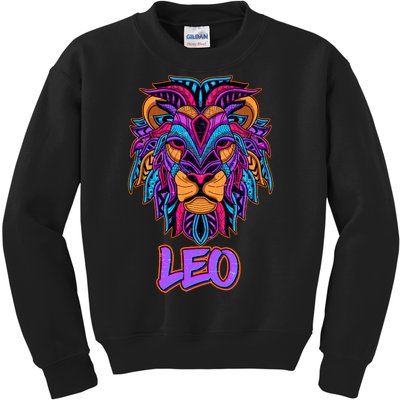 Colorful Abstract Lion Leo Zodiac Kids Sweatshirt