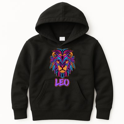 Colorful Abstract Lion Leo Zodiac Kids Hoodie